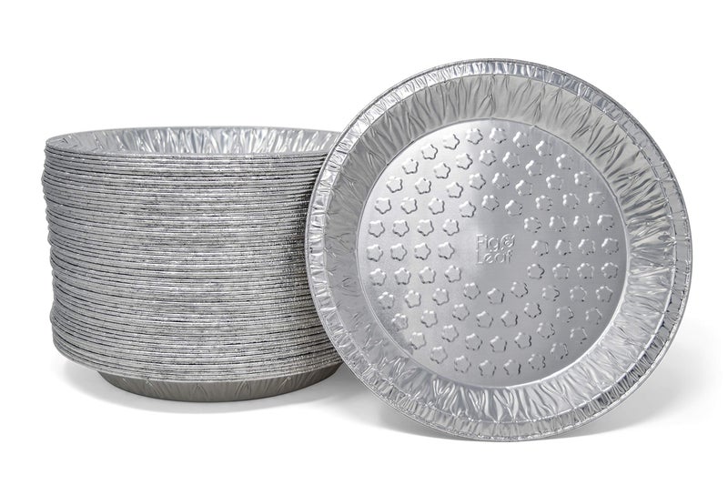 Fig & Leaf (60 Pack) Premium 9-Inch Pie Pans l Disposable Aluminum Foil l Heavy-Duty l Tin Plates for Tart Quiche Pies - Image 1